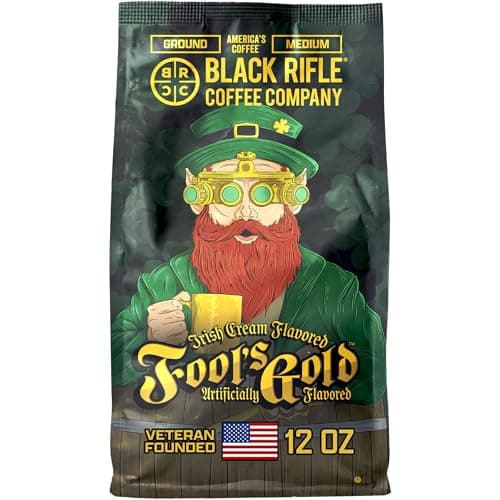 Black Rifle Coffee Company Fools Gold Irish Cream, 12oz Bag, Ground Coffee Medium Roast – Smooth Blend Made from Arabica Beans – Rich Irish Cream Flavor – Veteran Founded & American Made. — image 1