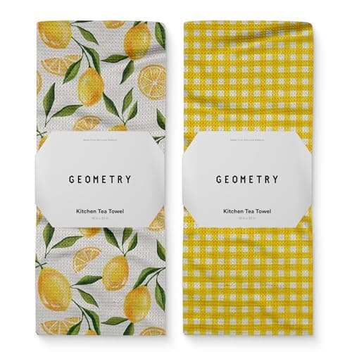 GEOMETRY Spring Kitchen Towels - Quick Dry Microfiber Cloth Spring & Summer Dish Towels for Kitchen Drying - Premium Quick Dry Towel - Lemonade Lines, 18" x 30" - 2-Pack — image 1