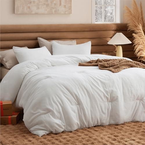 Bedsure King Comforter Set, White Soft Prewashed Bedding for All Seasons, 3 Pieces GentleSoft™ Bed Set, 1 Lightweight Comforter (104"x90") and 2 Pillowcases (20"x36") — image 1