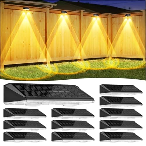 Solar Fence Lights Outdoor 12 Pack, IP65 Waterproof Fence Lights Solar Powered, 3 Modes(Warm/Neutral/Cool White) Solar Deck Light with Auto ON/OFF, LED Lens for Deck/Wall/Step/Patio/Pool/Backyard — image 1