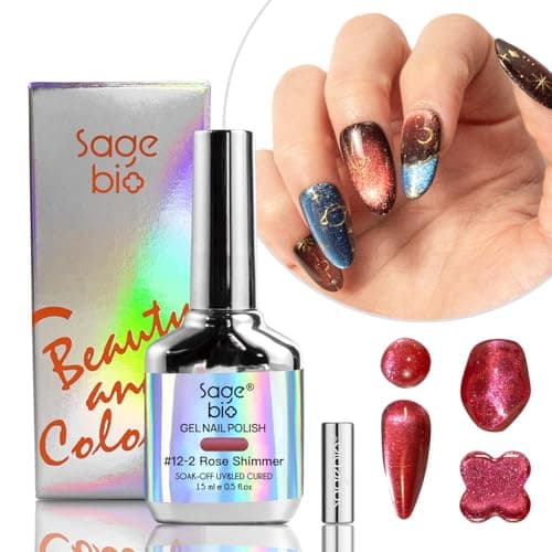 SAGEBIO Cat Eye Gel Nail Polish with Magnet Stick, 15ml Holographic Magnetic Effect Gel, Long-Lasting & Non-Toxic, Ideal for DIY Nail Art 02 — image 1
