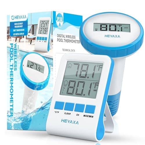 Digital Pool Thermometer Floating Easy Read IPX9 Waterproof Wireless Water Thermometer with Indoor Temperature Monitor for Swimming Pool, Bathtub, Fish Tank — image 1