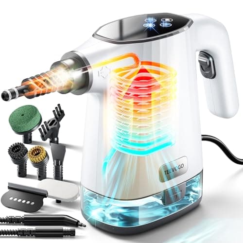 TEEVOGO Handheld Steam Cleaner, 3s Fast Heat Pressurized Steam Cleaner, Upgrade 450ml Removable Water Tank, Lightweight Portable Steamer for Cleaning Home, Kitchen, Bathroom, Car, Tile, Easy Refill