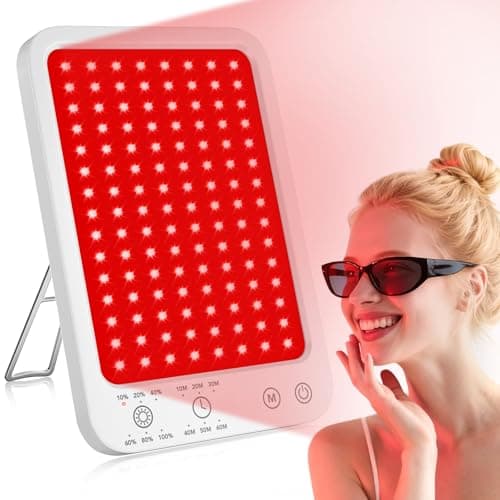 Red Light Therapy for Face Body, Red Light Panel with Adjustable Stand, 660nm and 850nm Near Infrared Therapy Lamp with 3 Modes, 6 Adjustable Brightness and Timer, Home and Travel Use,Gift for Women