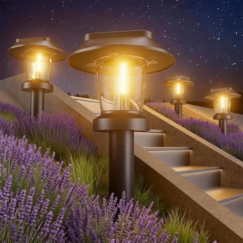 ALEPOD Solar Pathway Lights Outdoor - 10 Pack Solar Powered Garden Lights Waterproof IP65, Decor Landscape Lighting with Three Lighting Modes for Yard, Lawn, Walkway, Driveway, Warm White