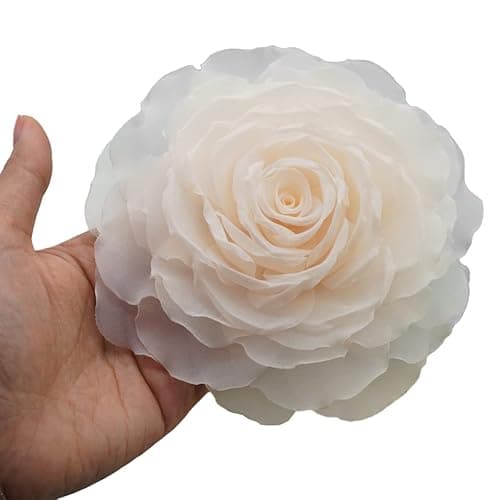 15cm BIG SIZE Chiffon Flower Brooch Pin By NhanDo Handmade – Floral Brooch Pin, Handmade Gift Ideas, Gift for her, Gift For Mom, Bridesmaid gift, valentines day gifts (Light Cream)