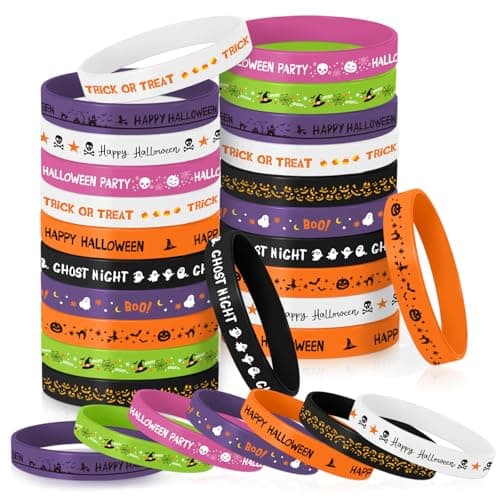 Mersper 30Pcs Magic Witch Rubber Bracelets for Wicked Party Favors, Horror Silicone Bracelets Ghost Spider Spooky Theme Costume Party Accessories for Goodie Bag Fillers (10 Designs) — image 1