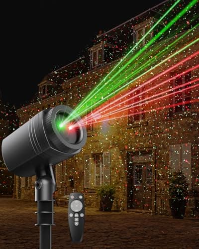 Enjoyedled Christmas Projector Lights Outdoor Red & Green Galaxy Laser | 33ft RF Remote, IP65 Waterproof, 0.5/3/5/8H Timer, 4-Speed Modes, Indoor Base & Outdoor Stake for Home Garden Holiday Decor — image 1