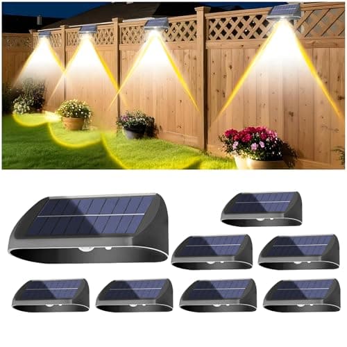 EGOBOO Solar Fence Lights 8 Pack, Backyard Solar Lights Outdoor Waterproof, Dusk to Dawn Auto Lighting Mounted for Outdoor Wall Decor/Deck/Railing/Step/Patio/Pool Porch — image 1
