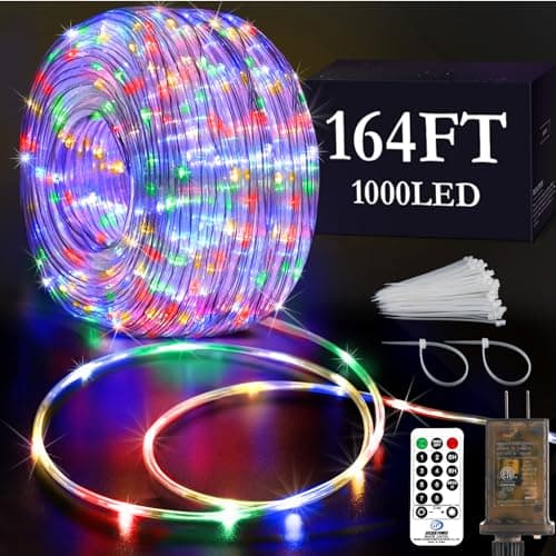 KNONEW 164FT 1000LED Rope Lights for Outside,Outdoor String Lights Waterproof 8 Modes Clear Tube Light for Indoor,Bedroom,Wedding,Garden,Patio,Christmas,Tree,Rv,Holiday Decoration(Multicolor) — image 1