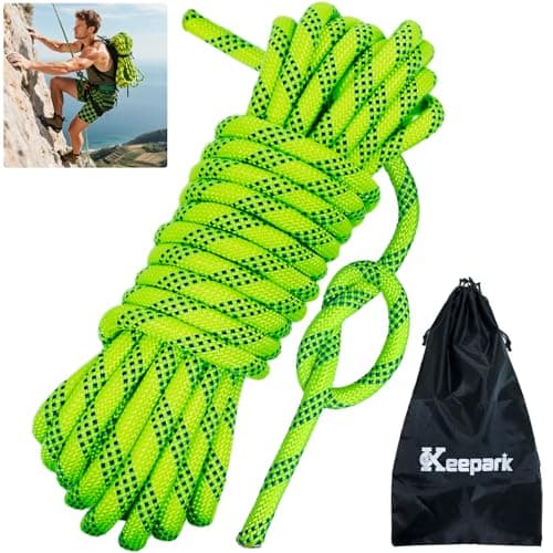 Keepark 10.5mm 1/2 Inch Static Climbing Rope - 32FT to 150FT - 9000lbs Arborist Tree Rope, Heavy Duty Rappelling Rope for Adults & Kids Rock Climbing, Fire Rescue, Escape, Caving, Sailing & Swing — image 1