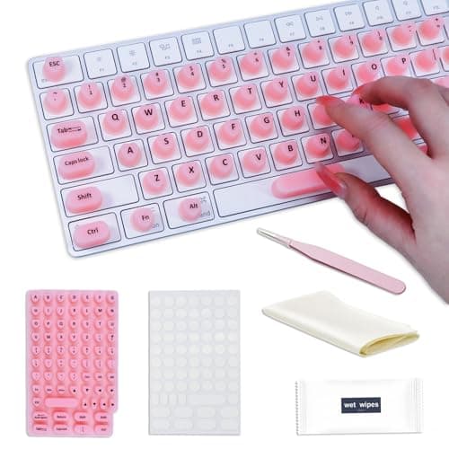 Raised Keyboard Stickers for Long Nails with Letters - Heart-Shaped Antistatic Silicone Protective Cover with Tweezers, Wet Wipes, Dry Towel & Jelly Glue, Ideal for Typing, Gaming & Nail Art (70 Pcs) — image 1