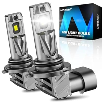 NOVSIGHT HB3/9005 Car Bulbs - 600% Brighter Performance 9005 Light Bulb, 1:1 Mini Size Design, 3-Min Install, Pack of 2