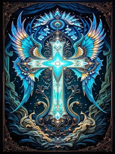 igoodom Cross Diamond Art Kits for Adults, Religion Diamond Painting Kit, Full Drill Round Diamond Art Kits, DIY Gem Art and Crafts for Home Wall Decor Gift 12x16inch — image 1