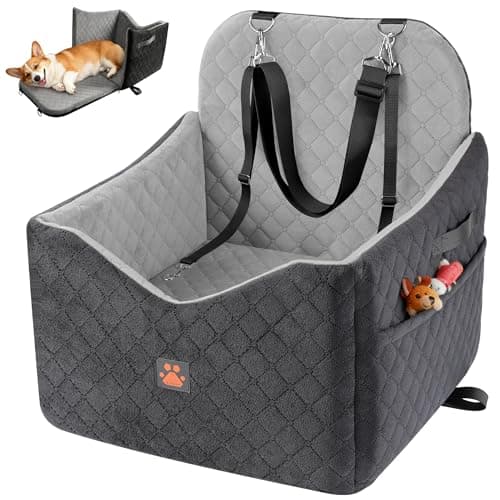Dog Car Seats for Small/Medium Dogs, Puppy Car Seat with Side Opening, Thick Cushion, Detachable Washable Dog Carseat with Storage Pockets for Dogs Up to 35lbs (Grey) — image 1