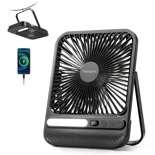 Deyagoo Travel Fan,7-Inch Camping Fan, Rechargeable Fan, 28H 10000mAh Ultra-Thin Quiet USB Desk Fan with Timer & LED Display for Bedroom, Office, Camping — image 1