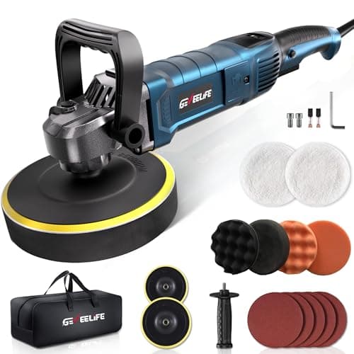 GEVEELIFE Buffer Polisher, 6 Inch/7 Inch 1600W Rotary Car Buffer Polisher Waxer, 7 Variable Speed 1000-3500 RPM, Detachable Handle for Car, Boat Sanding, Polishing, Waxing — image 1