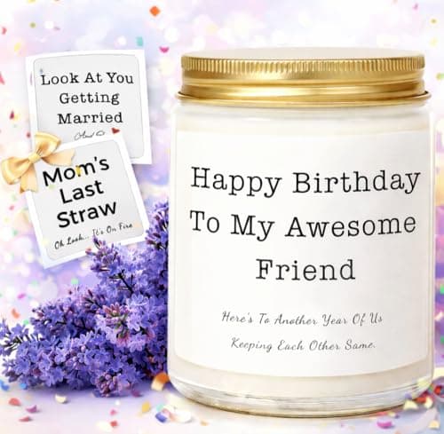 Birthday Gifts for Women, Unique Friendship Birthday Gifts, Funny Candles Gift Ideas for Womens, Best Friend, Her, Sister, Bestie, Lavender Scented Candle with Replaceable Stickers — image 1