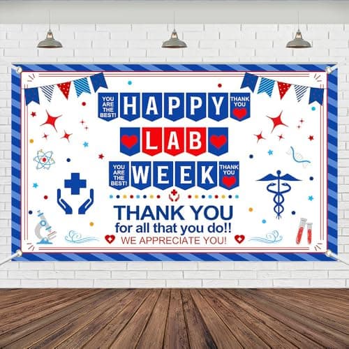 Wollmix Lab Week Decorations Banner - 70.8x43.3 Inch Thank You for All You Do Sign for Laboratory Workers, We Appreciate You Party Backdrop Decor Photography Supplies Photo Booth Background — image 1