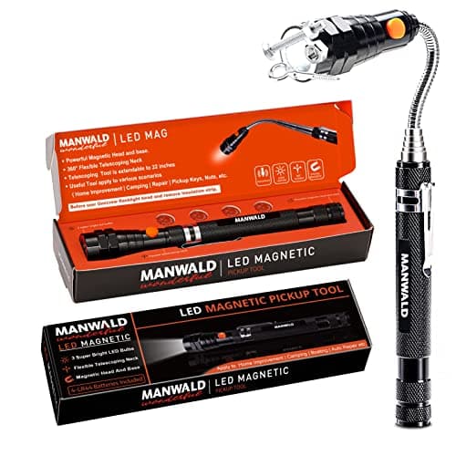 LED Magnetic Pickup Tools, Christmas Stocking Stuffers for Men Adults, Telescoping Magnetic Flashlights with Extendable Magnet Stick, Birthday Gifts for Men, Him, Dad, Boyfriends, Black — image 1
