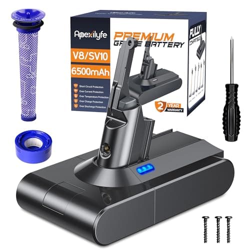 Apexilyfe Upgraded 21.6V V8 Battery Replacement Compatible with Dyson V8 Animal/Absolute/Motorhead/Fluffy SV10 Vacuum Cleaner, Includes 2 Filters&3 Screws — image 1
