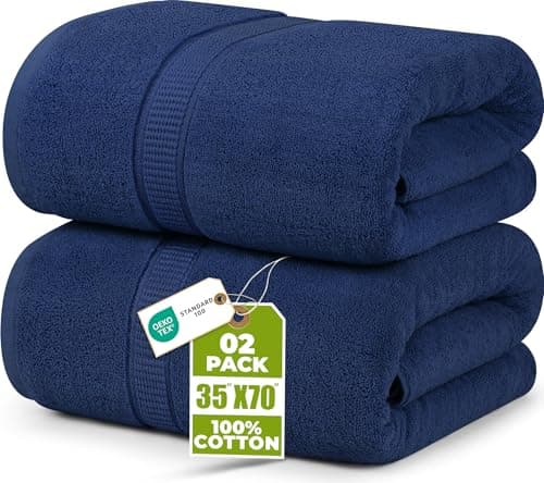 Utopia Towels Luxurious Jumbo Bath Sheet 2 Piece, 600 GSM, 35 by 70 Inches, 100% Ring Spun Cotton, Highly Absorbent and Quick Dry Extra Large Bath Towel, Super Soft Towel, Navy — image 1