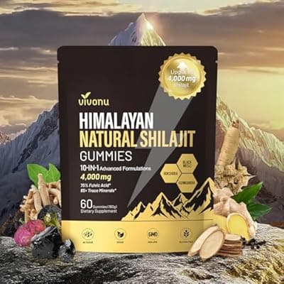 VivoNu Shilajit* Gummies,Pure Himalayan* micronutrient Supplement, Himalayan Premium Ingredient with Shilajit, Ashwagandha, Gokshura, Fulvic Acid & 85+ Trace Minerals I for Men & Women (4000MG/1 Bag)