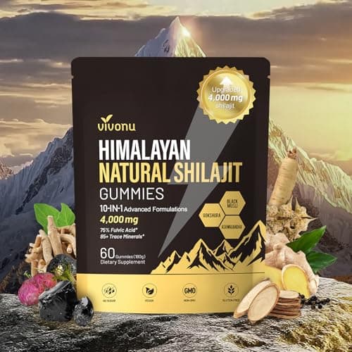 VivoNu Shilajit* Gummies,Pure Himalayan* micronutrient Supplement, Himalayan Premium Ingredient with Shilajit, Ashwagandha, Gokshura, Fulvic Acid & 85+ Trace Minerals I for Men & Women (4000MG/1 Bag) — image 1
