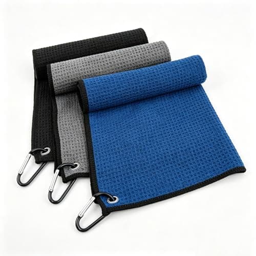 NUOYEE 3 Pack Microfiber Golf Towel Set Men Women with Carabiner Clips Waffle Golf Club Bag Towels Cleaning Rags(Small) — image 1