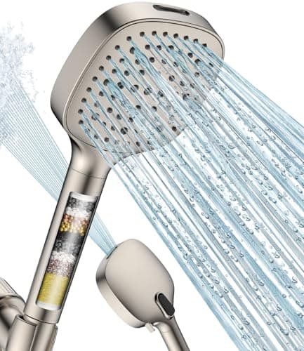 MakeFit Filtered Shower Head with Handheld, 7 Modes High Pressure Handheld Showerhead with Filters, Detachable Shower Heads Water Softener Filters Beads for Hard Water - Remove Chlorine & Heavy Metals