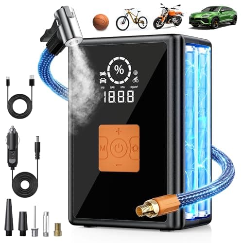 Tire Inflator Portable Air Compressor, 22 Cylinder 6X Faster Tire Pump 150 PSI Air Pump for Car, Motorcycle, Bicycle, Ball - Cordless & 12V DC — image 1