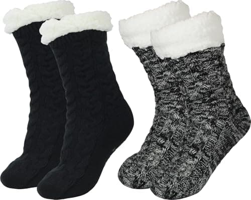 BenSorts Women Winter Thick Slipper Socks with Grippers Non Slip Warm Fuzzy Socks Christmas Gifts — image 1