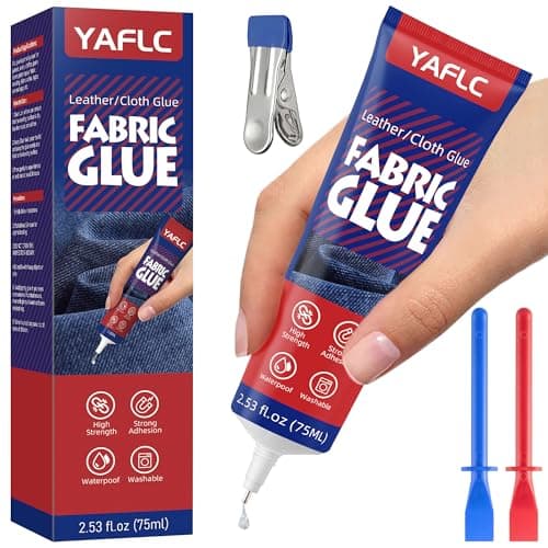 YAFLC Fabric Glue Permanent, Fabric Glue for Patch, Clear Fabrics Adhesive for Clothing Permanent Washable for All Cotton, Denim, Flannel, Polyester 75 ml — image 1