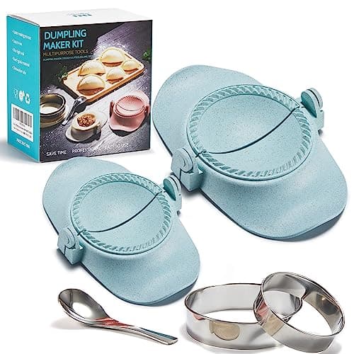 MUMSUNG 6 Inch Empanada Maker Press, Extra Large Dumpling Maker Set with Dough Cutter, Dumpling Mold Set for Pierogi, Pastelitos, Calzone, Turnovers, Chinese Dumpling-2Sizes Blue 6"+4" — image 1