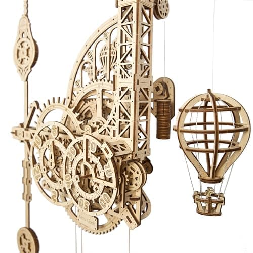 UGEARS Aero Clock Wooden 3D Puzzles for Adults - Mechanical Wooden Model Kits for Adults to Build, Wall Clock 3D Puzzle with Pendulum Model Kit, DIY Miniature Kit Crafts Gift for Christmas
