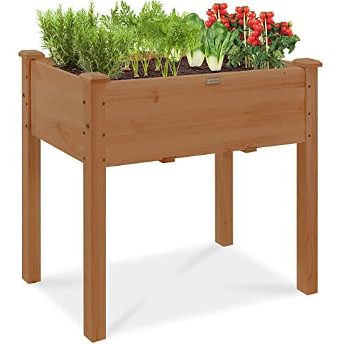 Best Choice Products 34x18x30in Raised Garden Bed, Elevated Wood Planter Box Stand for Kids, Backyard, Patio, Balcony w/Bed Liner, 150lb Capacity - Acorn Brown — image 1