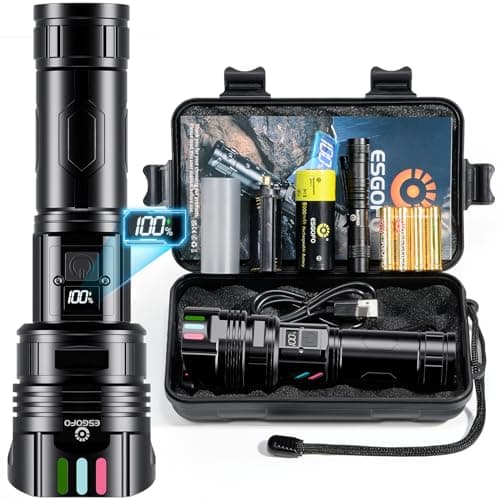 Super Bright Flashlight 100000 High Lumens Rechargeable,Powerful Long Distance 3280ft Strong LED Flash Lights,Long Lasting 10H LCD Digital USB Discharging Function,Focus & Brightness Adjustable — image 1