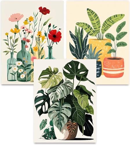 Axquilon 3 Packs Green Plants Paint by Numbers Kit for Adults - Adult Paint by Number Kits on Canvas, Easy Adults' Paint-by-Number Kits for Gift Home Wall Decor 12x16in — image 1