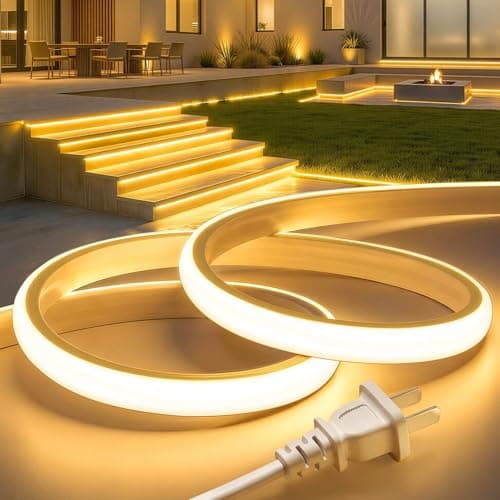 Lamomo COB LED Strip Lights 65.6Ft, Warm White Outdoor Led Rope Light, Waterproof Flexible Silicone Cuttable 3000K Neon Led Lights for Bedroom Garden Commerica Holiday Decor, CRI90+, AC 120V — image 1