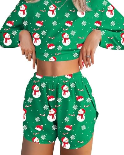 JUSTFASHIONNOW Womens Pajama Sets Striped Two Piece Lounge Sets Long Sleeve Top and Split Shorts Print Sleepwear Comfy Pjs — image 1