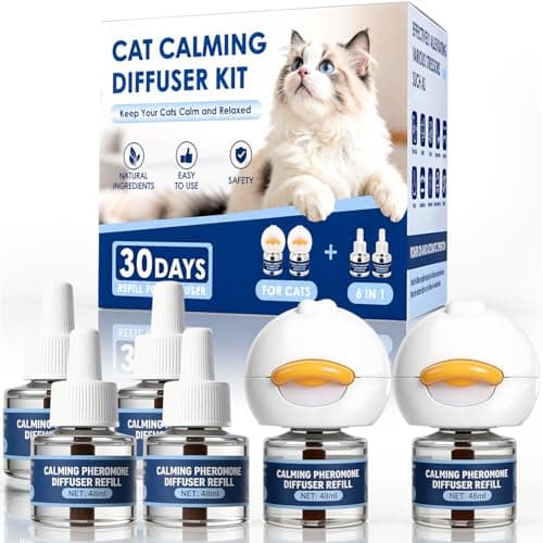 YooBaaLee Cat Calming Pheromone Diffuser Kit Plug-In for Stress Relief | with 2 Diffusers & 4 Refills, Anxiety Relief for Cats, Helps with Scratching, Urine Marking & Fighting, for Multi-Cat Homes — image 1