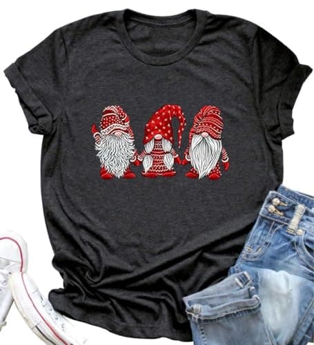 DESFSE Merry Christmas Shirts for Women Christmas Short Sleeve Tshirt Xmas Buffalo Plaid Tree Cute Graphic Print Tee Tops — image 1