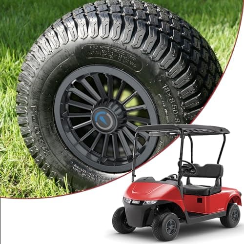 TakeLook Golf Cart Wheel Covers Hub Caps, for EZGO/Club Car/Yamaha/Star Car/Excar/Icon, 8 Inch Snap-on Installation, Set of 4, ABS Material, Matte Black, 18 Spoke Design. — image 1