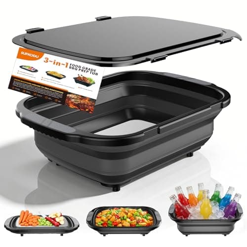 Collapsible BBQ Prep Tubs with Titanium Cutting Board, Large-Capacity(5.3Gal/20L)Foldable Cutting Board, with Locking Lid, Strong Sealing and Leak-Proof Design. Suitable for Kitchen and Outdoor. — image 1