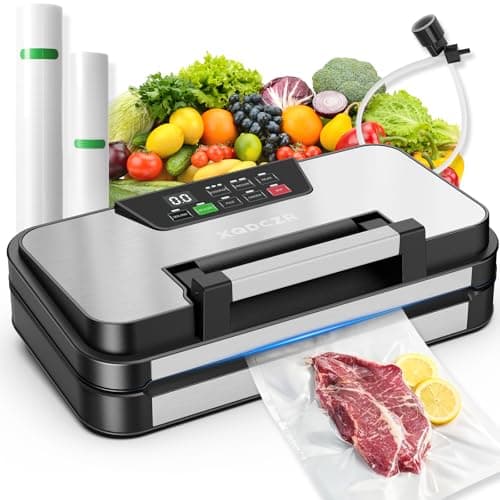95kPa Vacuum Sealer Machine, Powerful Double Pump 10-in-1 Food Sealing System with Double Heat Seal, Built-in Cutter & Bag Storage, Easy-Lock Handle, Hose, 2 Bag Rolls, Durable Stainless Steel Design — image 1