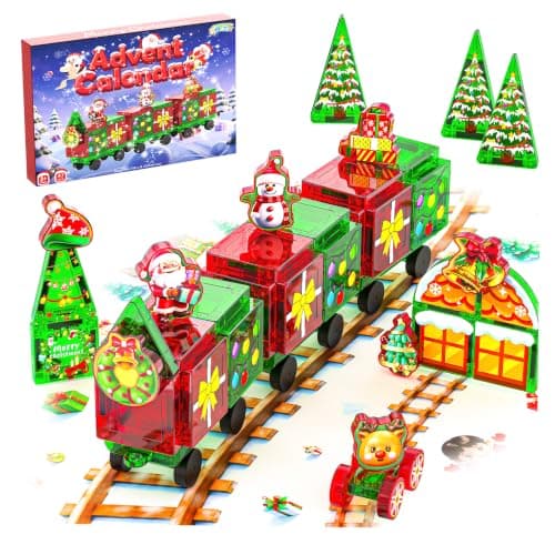 Magnetic Tiles Advent Calendar 2026, Christmas Countdown Gifts for Kids | 24 Days of Surprises Gifts, Santa Claus, Train set, Magnet Building Blocks, Christmas Toys for 3+ Year Old Boys & Girls — image 1