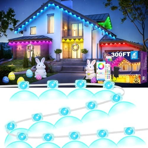 MUCCCUTE Permanent Outdoor Lights for Holidays Easter 300ft RGB House Light w/App & Remote Control Smart Rainbow LED IP67 Waterproof for New Year Christmas Roof Eaves Garden Décor All Year Around — image 1