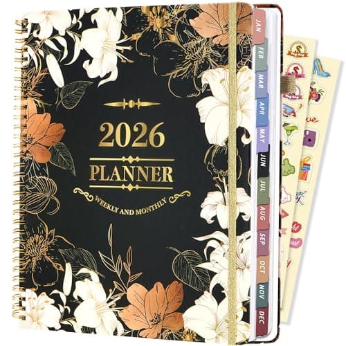 2026 Planner Weekly and Monthly Daily Calendar Planners 8.5 x 11, Jan 2026-Dec 2026, Hard Cover Large Yearly Agenda with Stickers & Tabs for Women Work Home- Green Floral — image 1