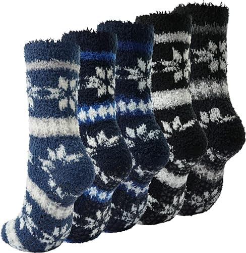 BenSorts Men Fuzzy Slipper Socks with Grips Non Slip Sole Warm House Socks Christmas Gifts — image 1