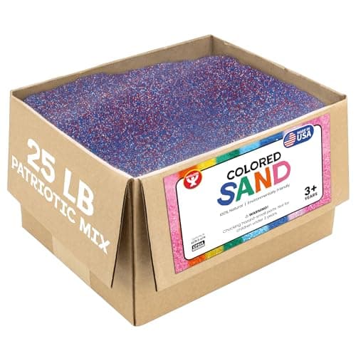 Hygloss Colored Sand – Patriotic Red, White & Blue Color Celebration Craft Sand for Art, July 4th, New Year’s, Holiday Decor, Kids Party Crafts – 100% Natural & Environmentally Friendly (25 lb Bottle)